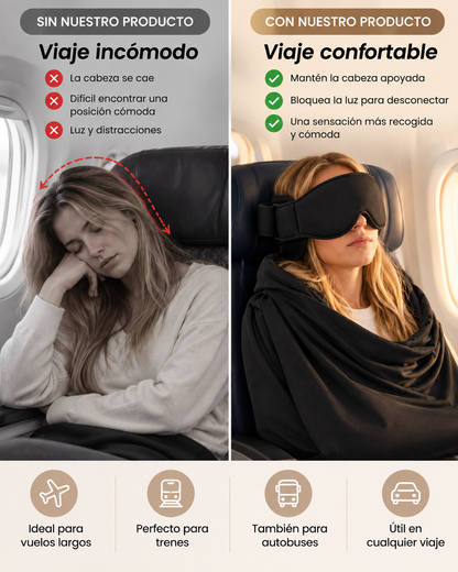 Antifaz de descanso para viajes 3 en 1